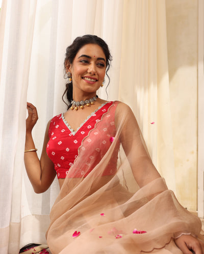 Anvika Red Printed Silk Blouse