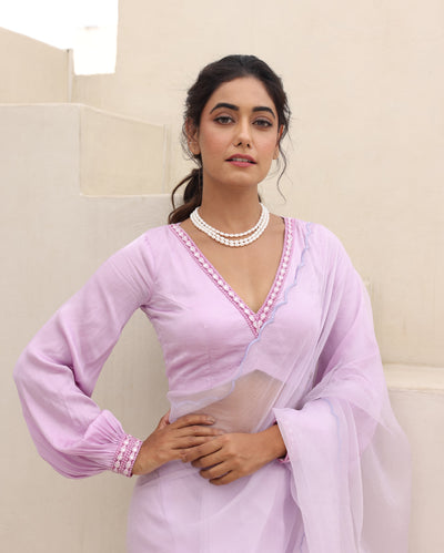 Bhavya Lavender Satin Blouse