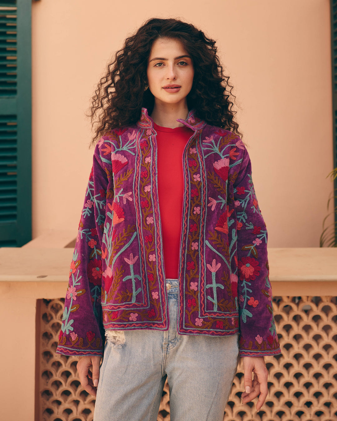 Liloura Purple Velvet Suzani Jacket