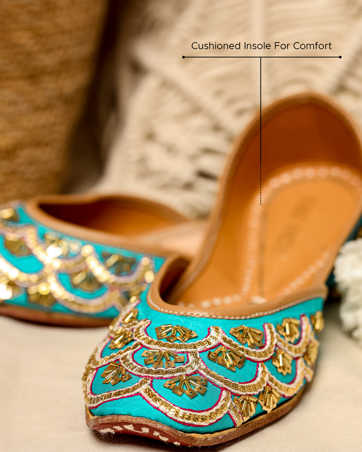 Cadet Blue Handcrafted Jutti