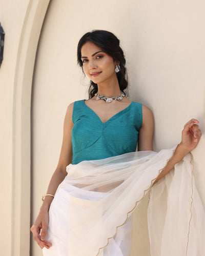 Sitara Teal Green Silk Blouse