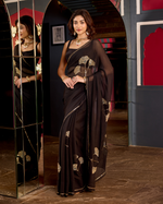 Kanti Black Handcrafted Chiffon Saree