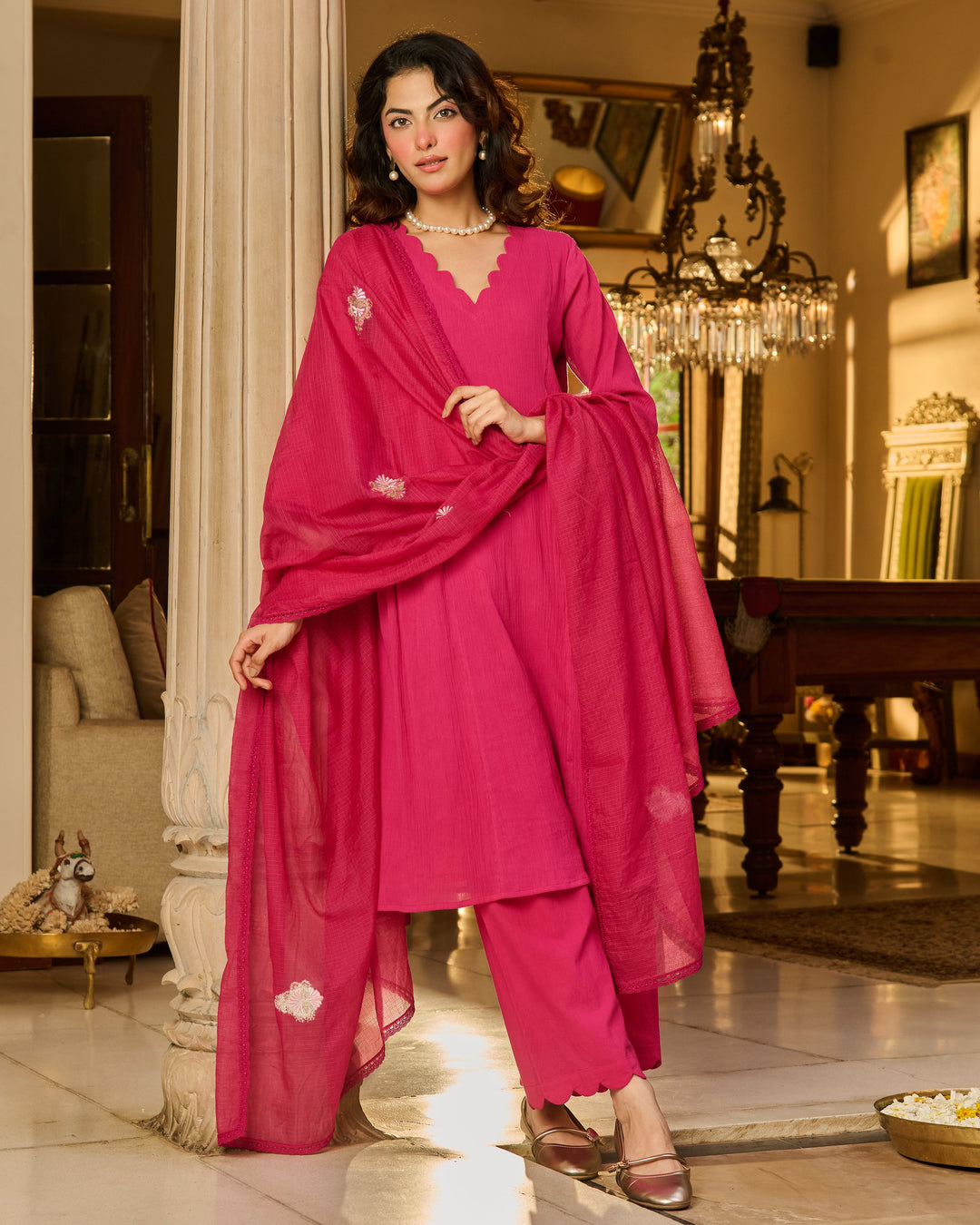 Raj Rani Embroidered Cotton Crush Suit Set