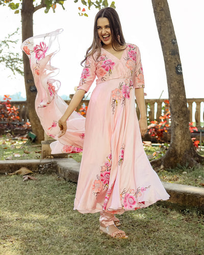 Moss Peach Handpainted Suit Set
