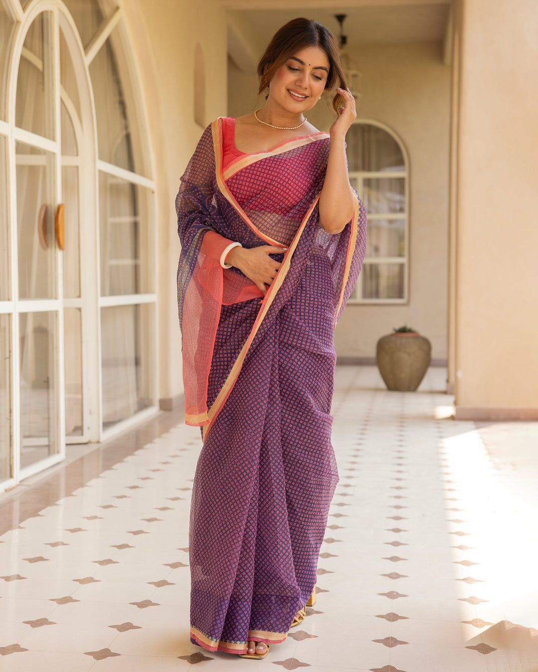 Suhani Purple Doria Bandhej Saree