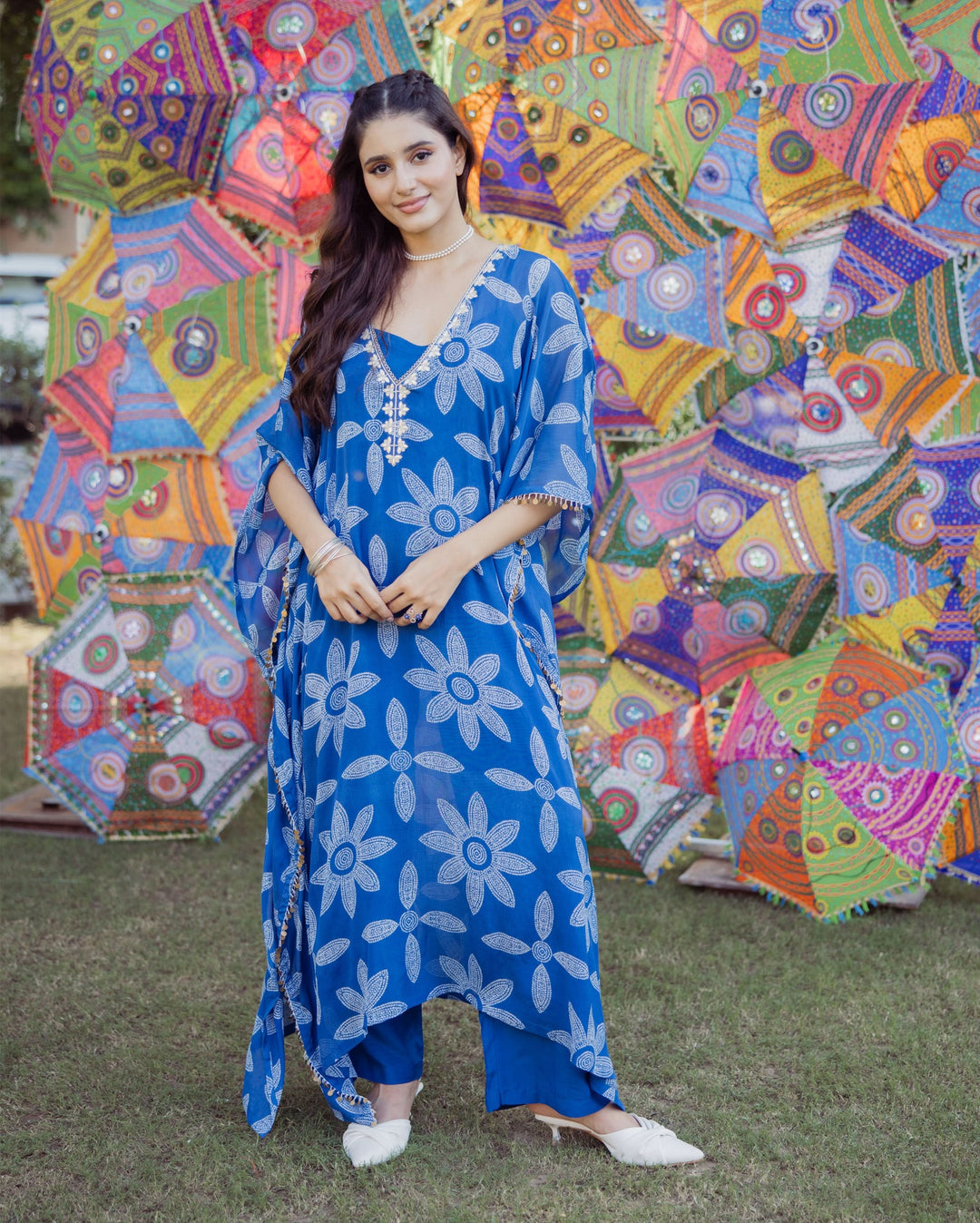 Diksha Blue Bandhani Chinon Kurta Set
