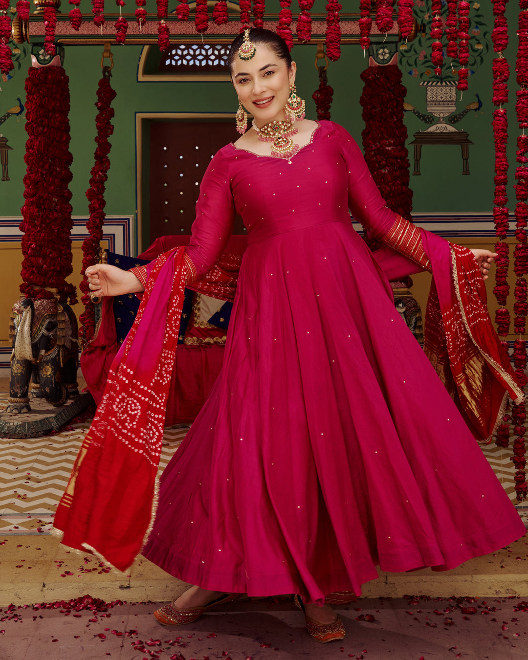 Shagun Pink Embroidered Chanderi Suit Set