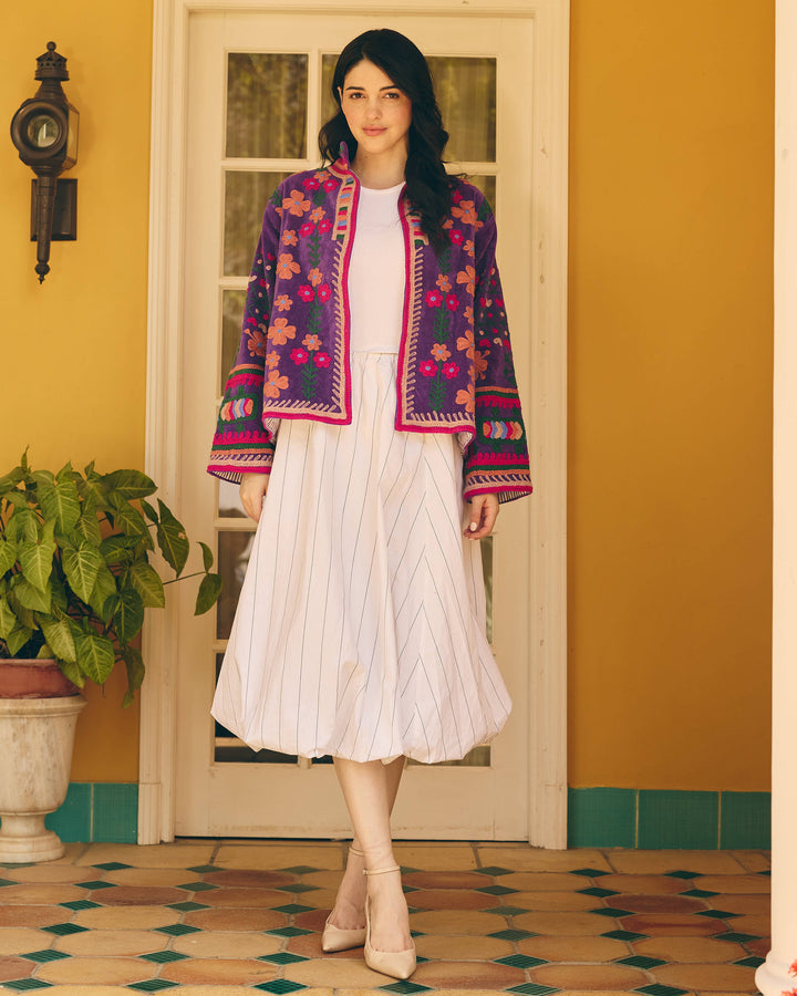 Amorette Purple Velvet Suzani Jacket