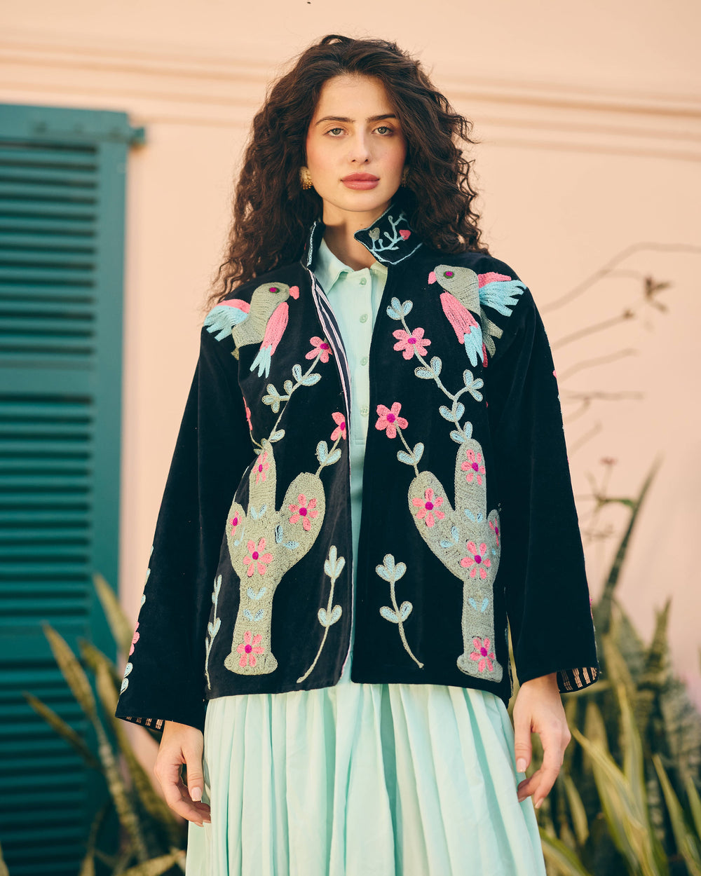 Nocturne Black Velvet Suzani Jacket