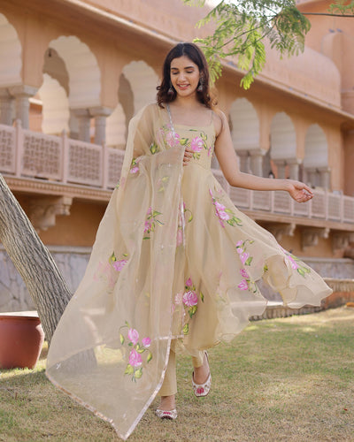 Chika Handpainted Organza Suit Set
