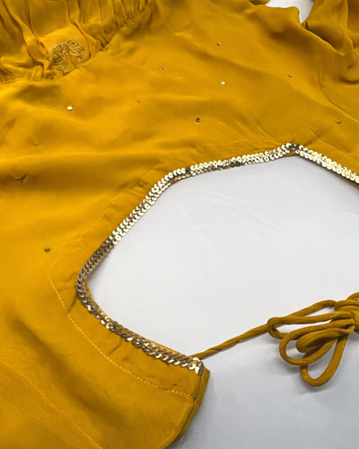 Shimmering Mustard Sequin Georgette Suit Set