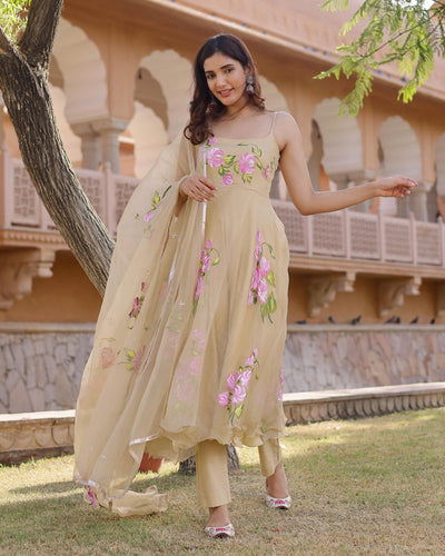 Chika Handpainted Organza Suit Set