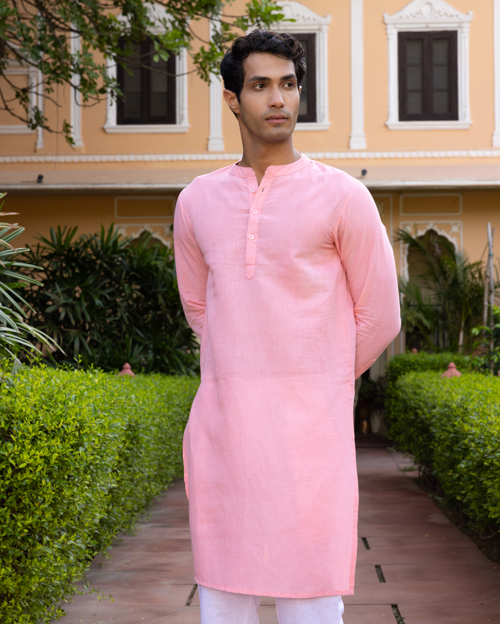 Tanishq Peach Solid Cotton Flex Kurta