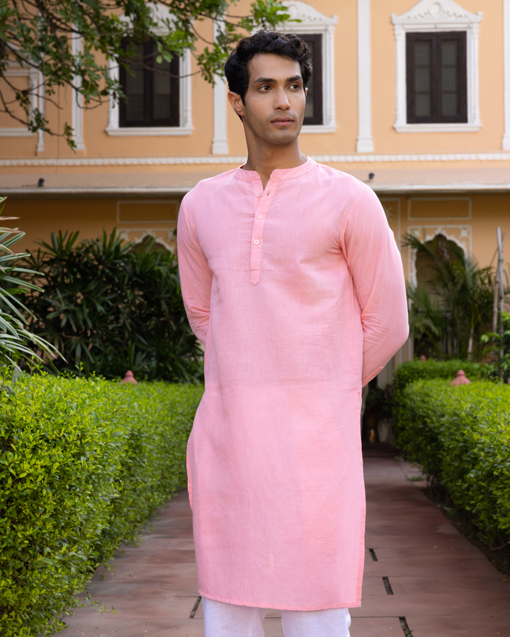 Tanishq Peach Solid Cotton Flex Kurta