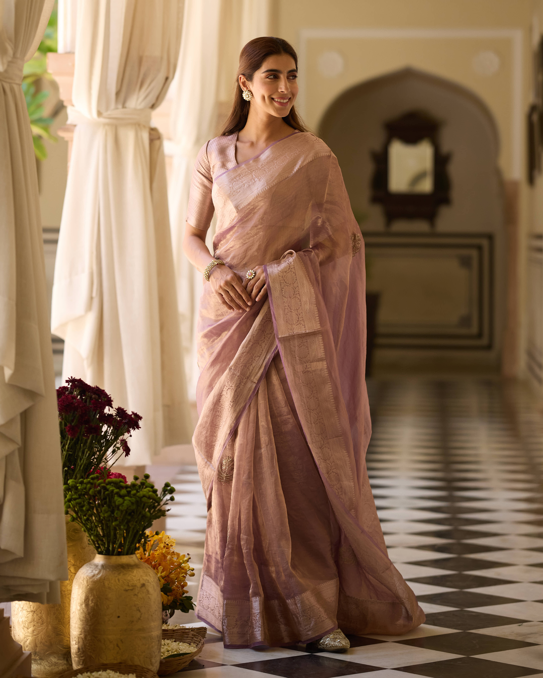 Prabha Purple Handcrafted Tissue Saree