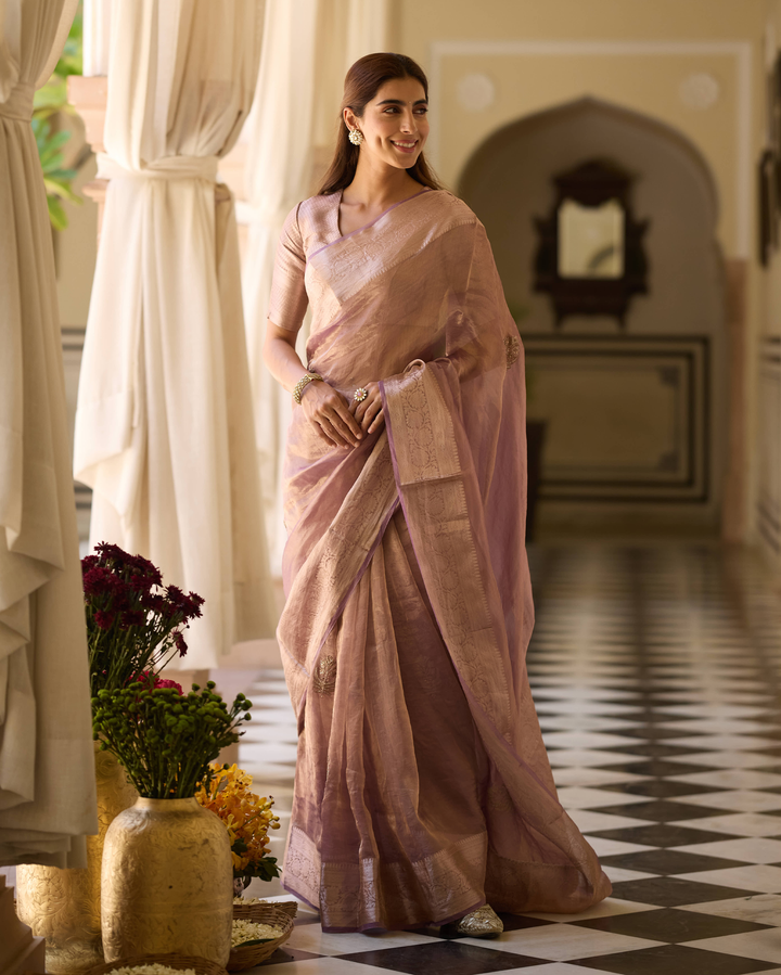 Prabha Purple Handcrafted Tissue Saree