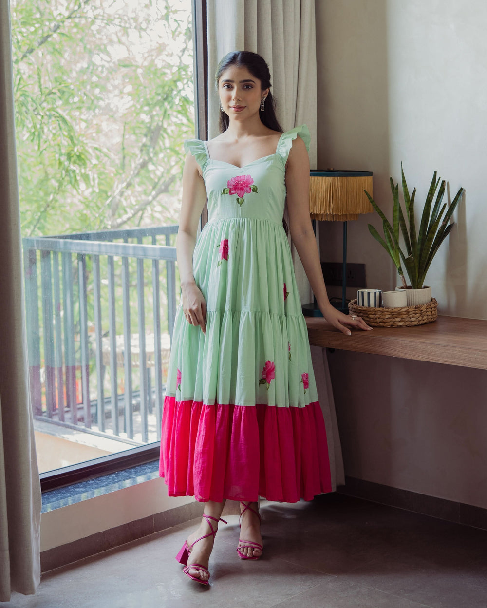 Muse Mint Handpainted Cotton Dress