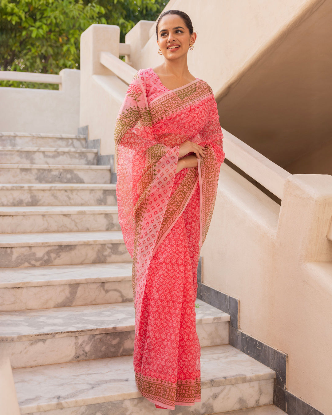 Jaal Pink Doria Printed Saree