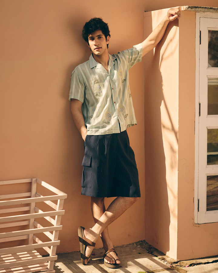 Sael Sage Cotton Dobby Embroidered Shirt
