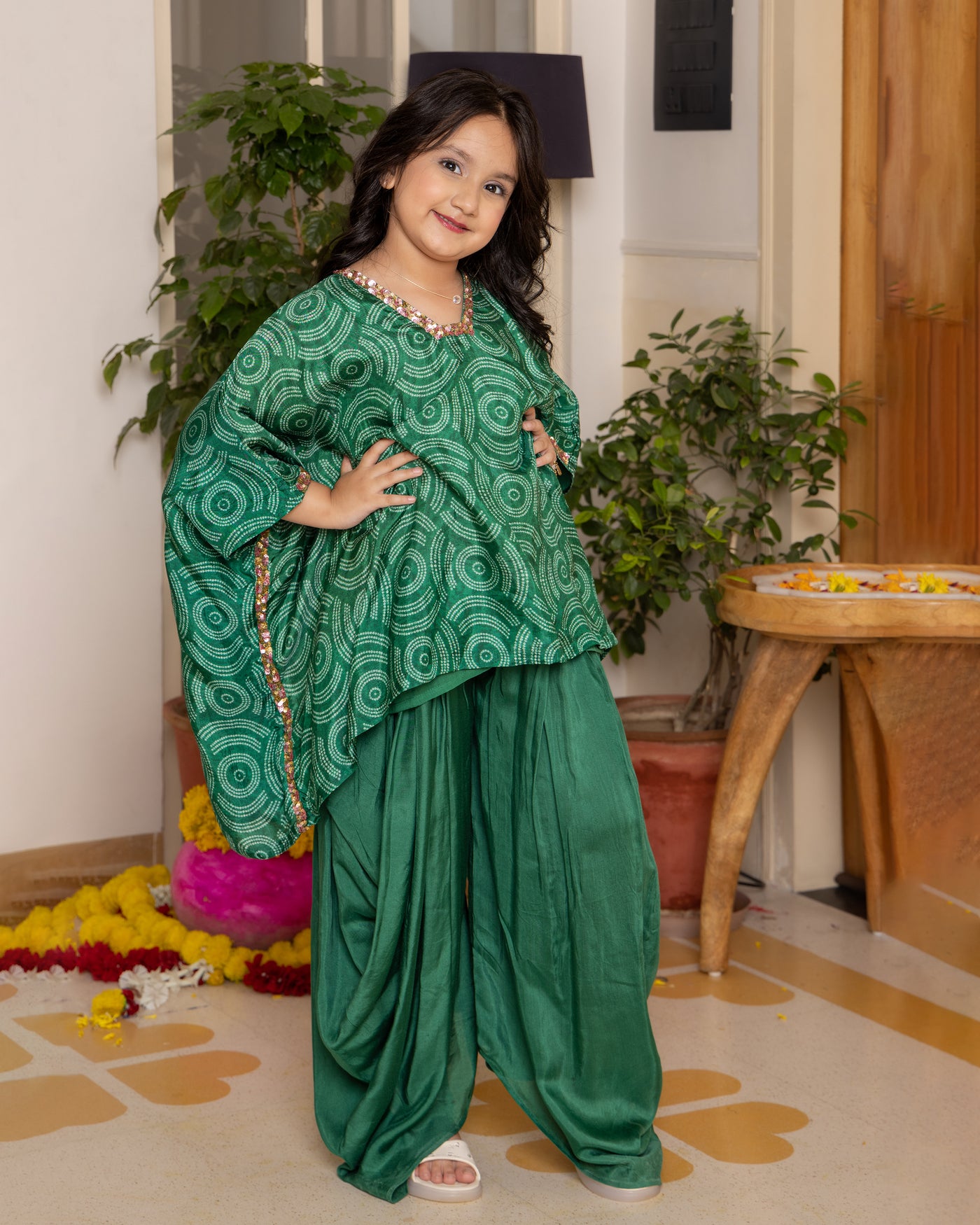Radha Green Bandhani Muslin Coord Set