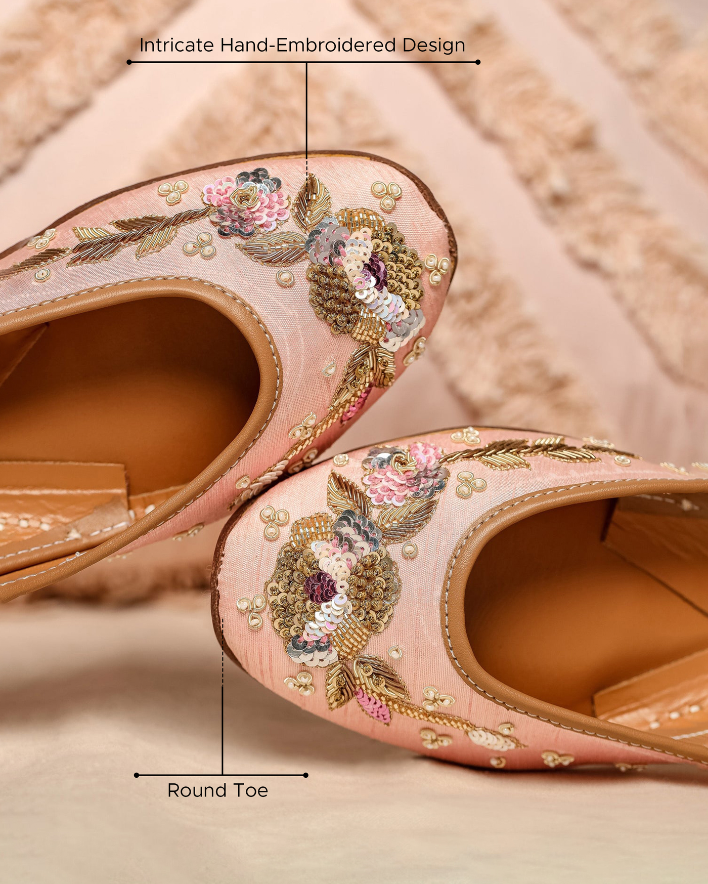 Cosmetic Peach Handcrafted Jutti
