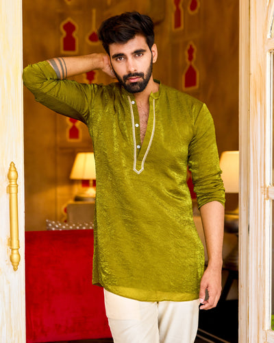 Chandraksh Green Tissue Kurta