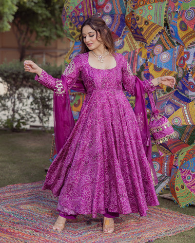 Shraddha Magenta Bandhani Nylon Organza Dupatta