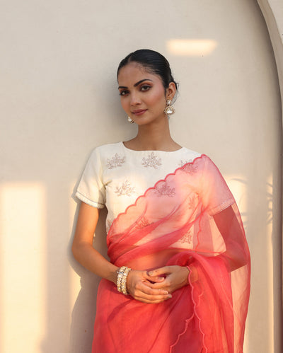 Tara White Chanderi Gotapatti Blouse