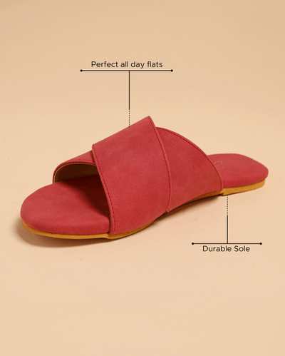 Sunkissed Coral Suede Flats