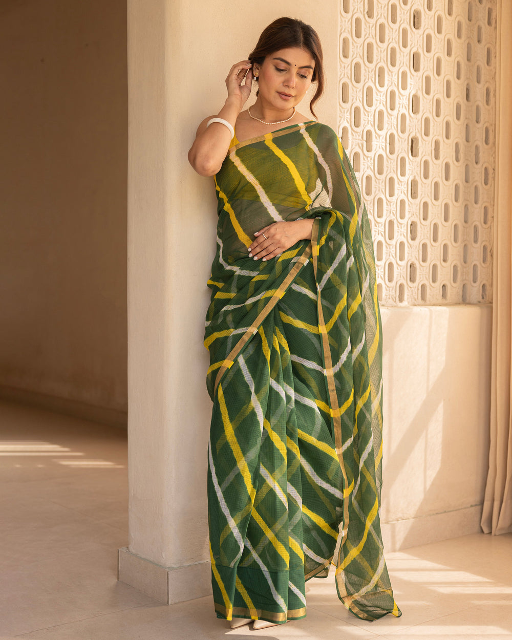 Zarika Green Doria Leheriya Saree