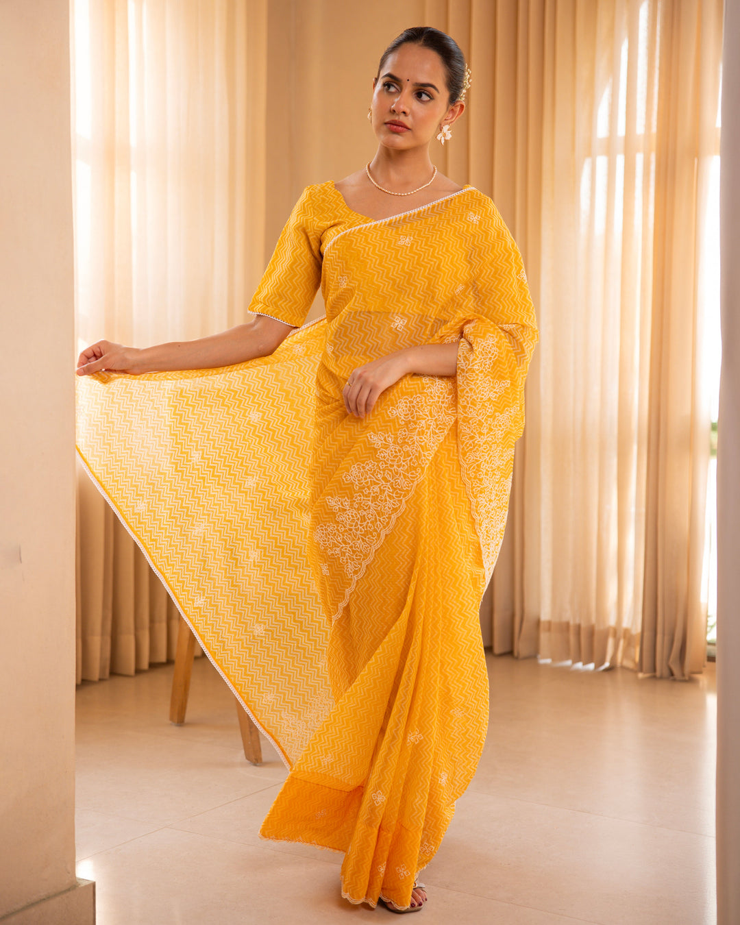 Rangini Yellow Doria Embroidered Saree