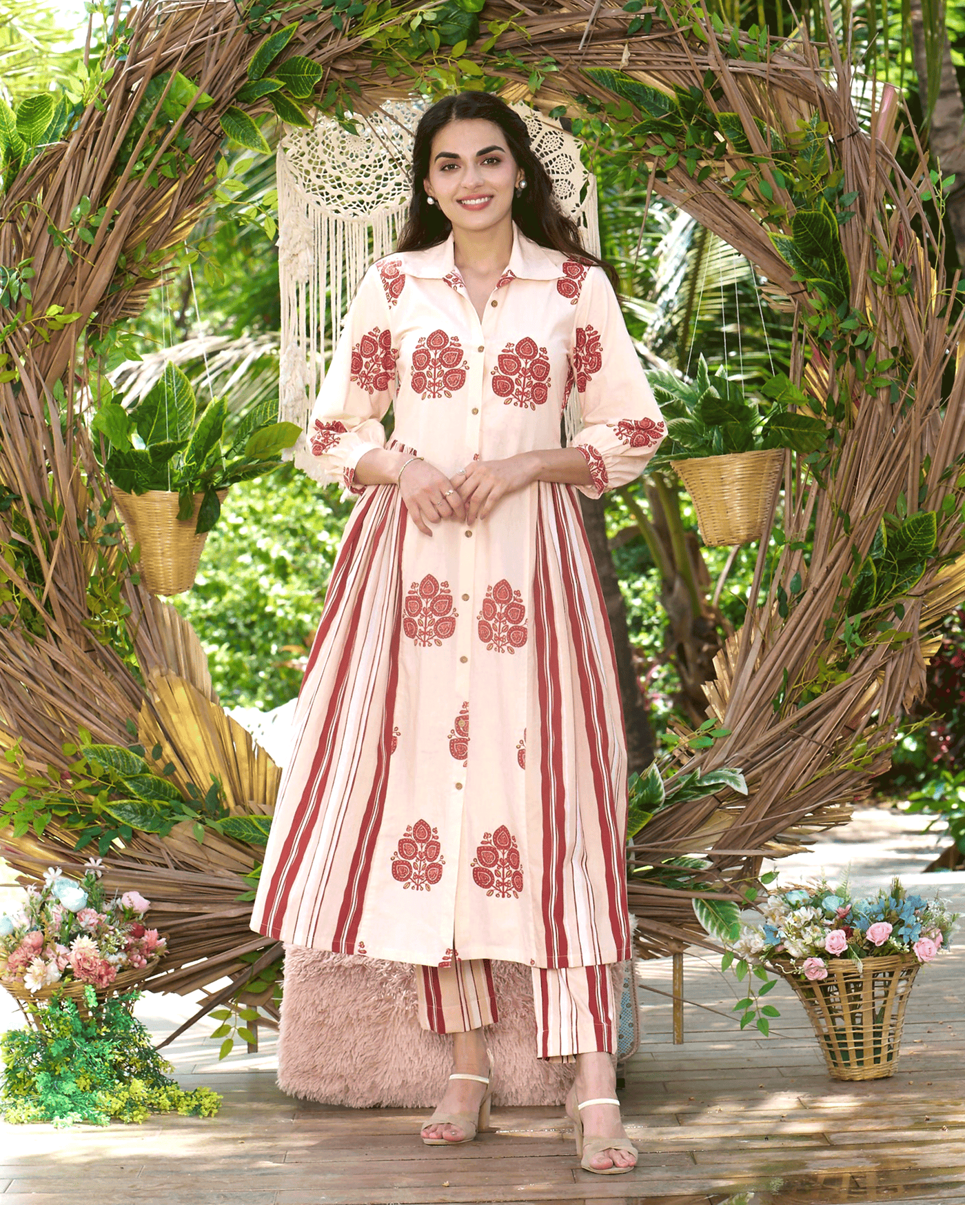 Noor Cream Printed Cotton Coord Set