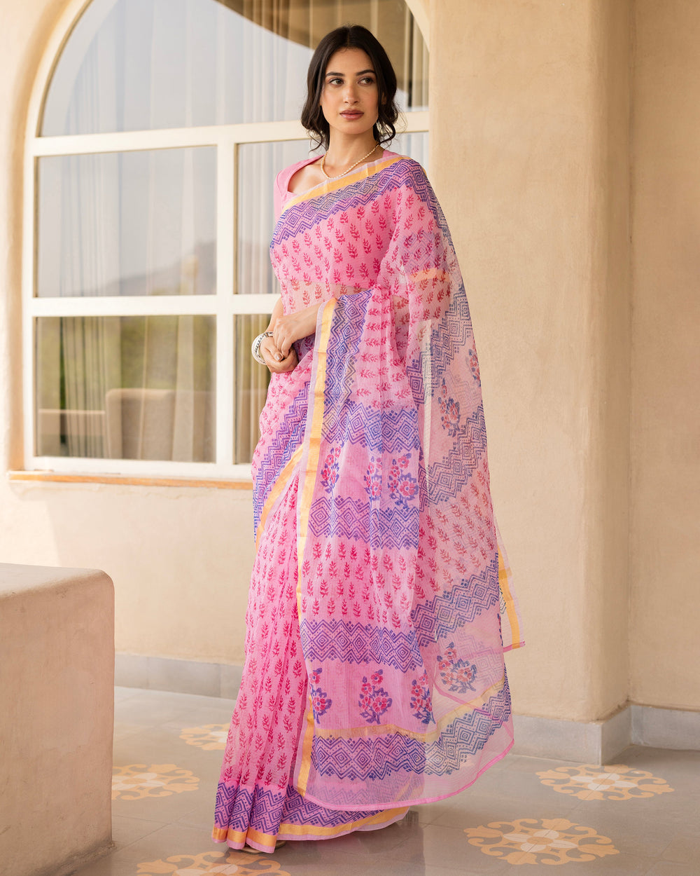 Rang Pink Doria Printed Saree