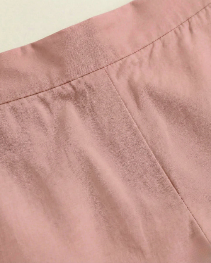 Leher Light Pink Cotton Straight Pants