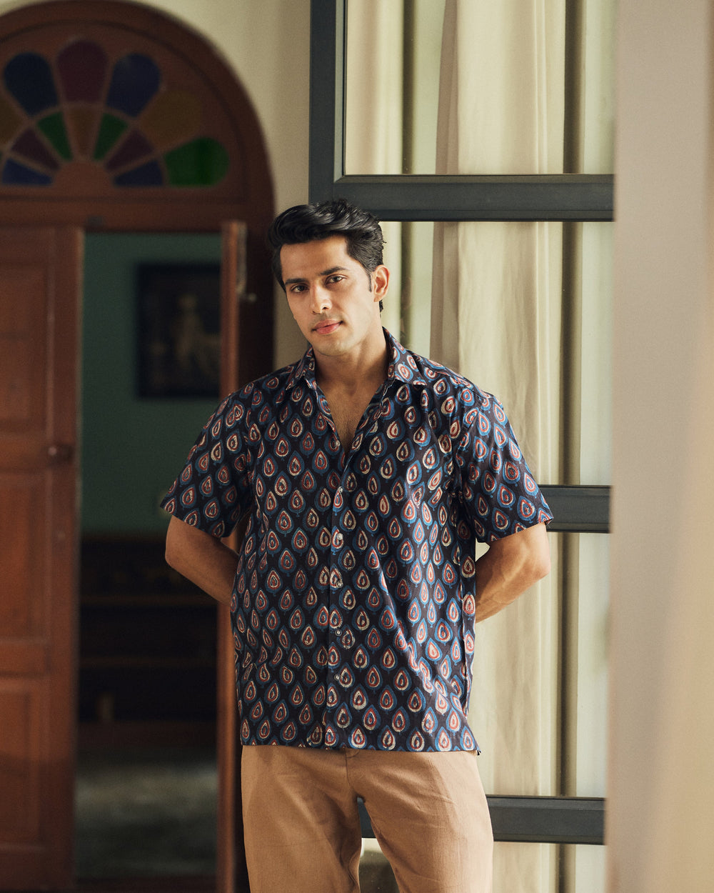 Abeer Black Printed Cotton Shirt