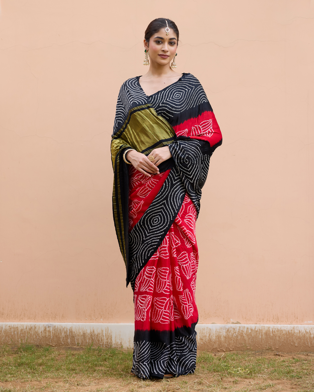 Rate Black Gajji Silk Bandhej Saree