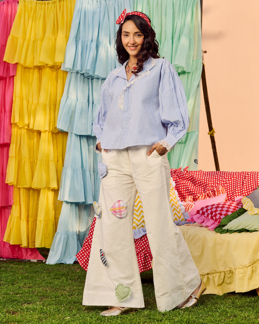 Asia Blue Cotton Checks Shirt