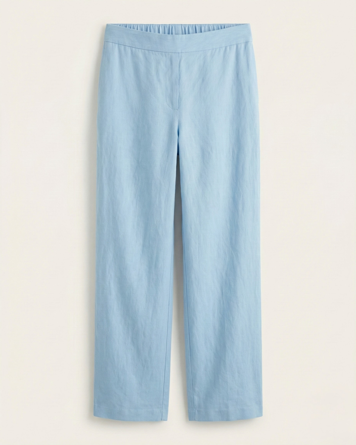 Safa Sky blue Linen Straight Pants