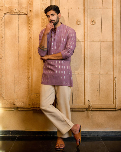 Pravah Mauve Knitted Lurex Kurta