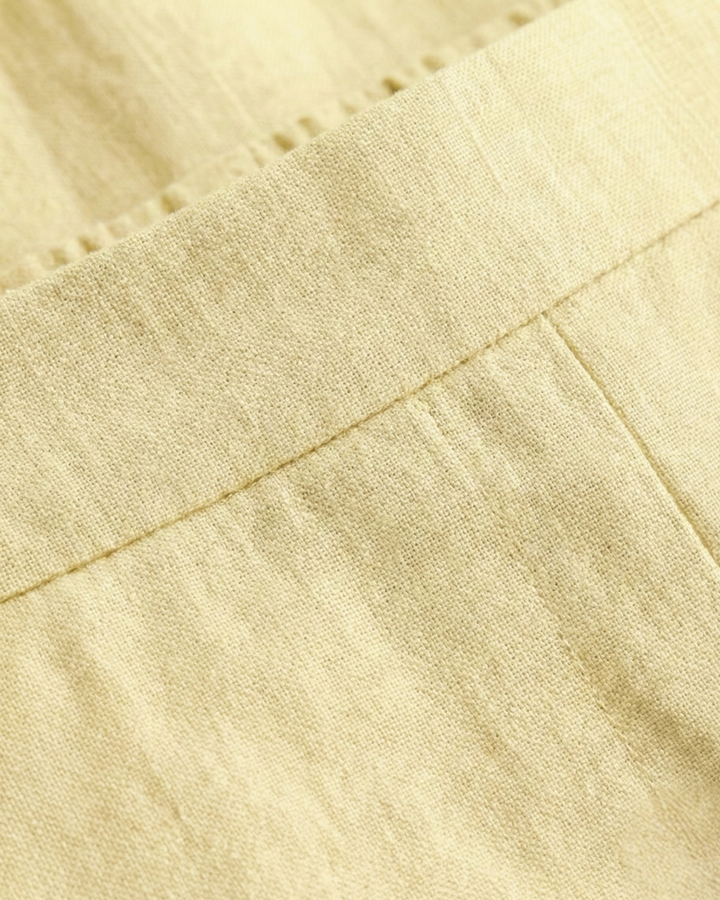 Solene Yellow White Cotton Flex Straight Pants