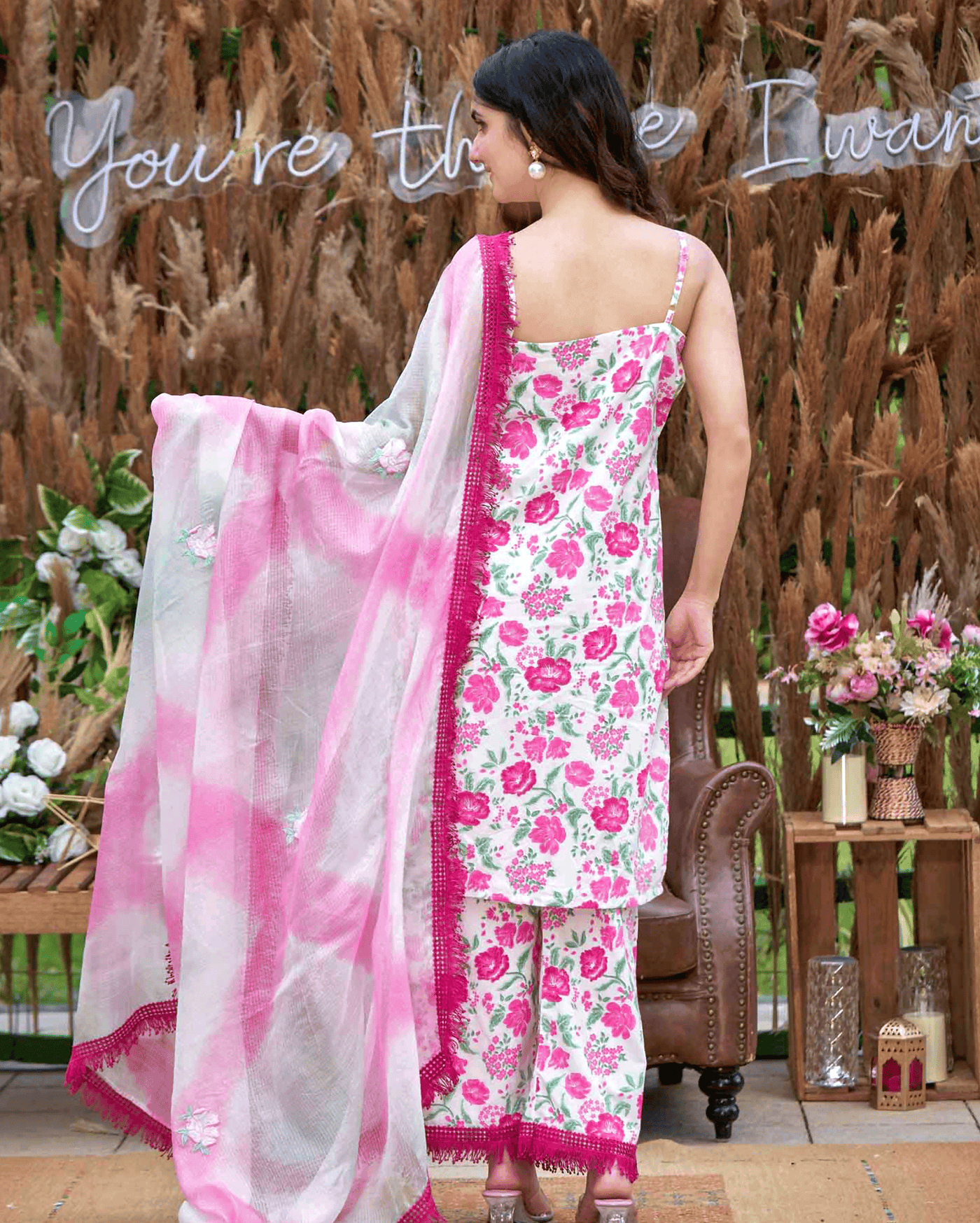 Carnation Pink Printed Cotton Suit Set