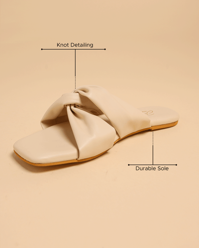 Oyster White Twisted Flats