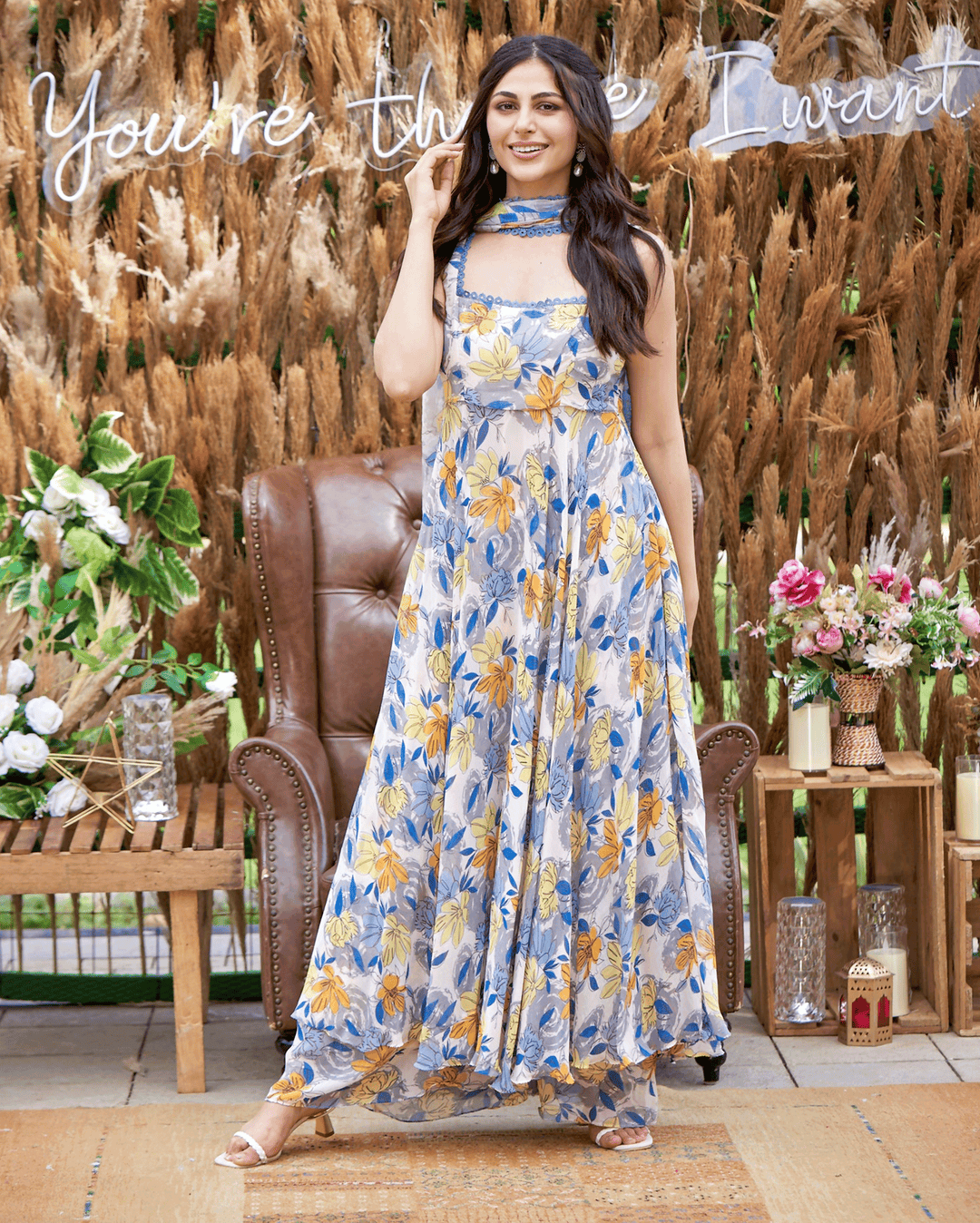 Zohan White Printed Georgette Suit Set