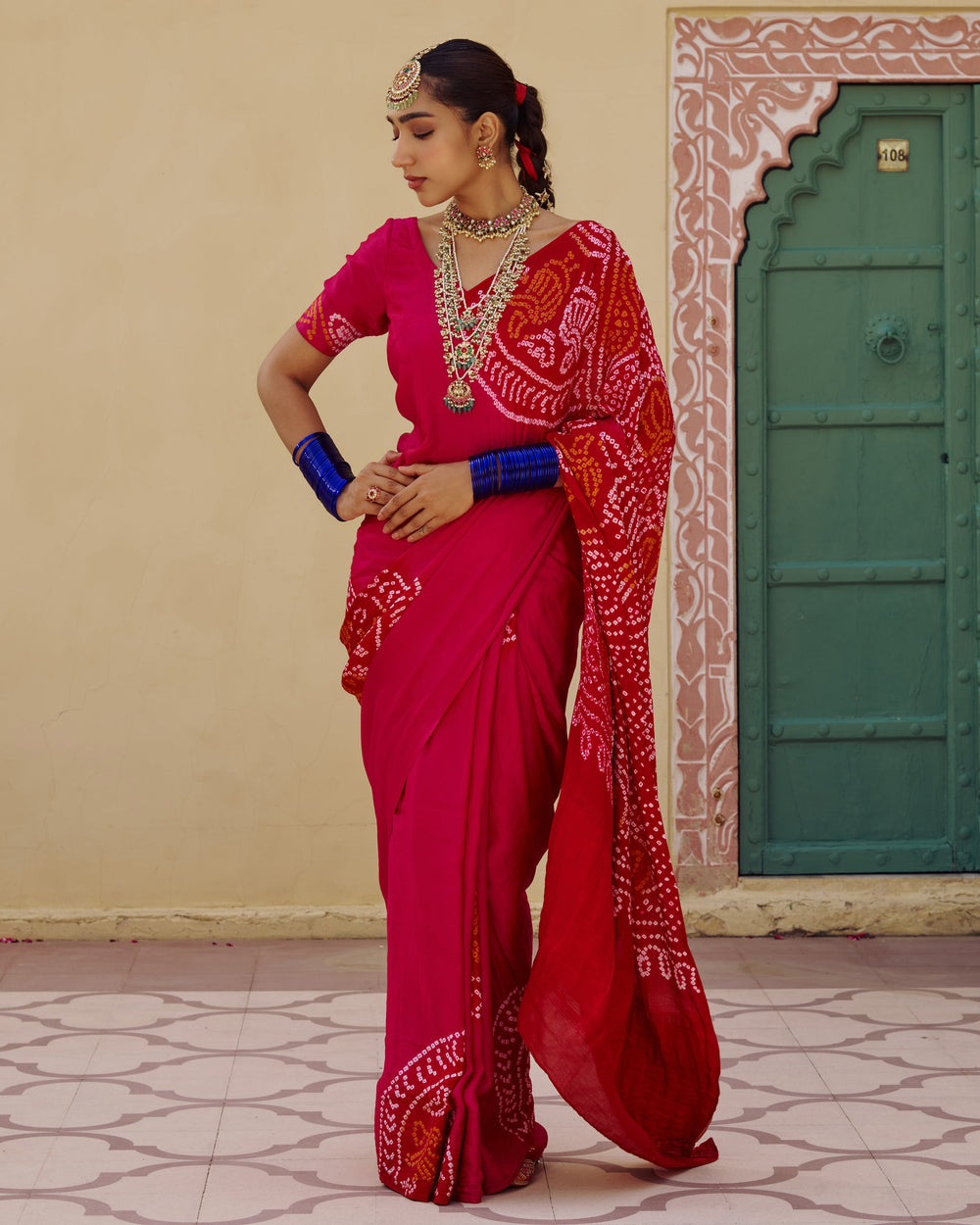 Koyal Pink Kajol Bandhej Silk Saree