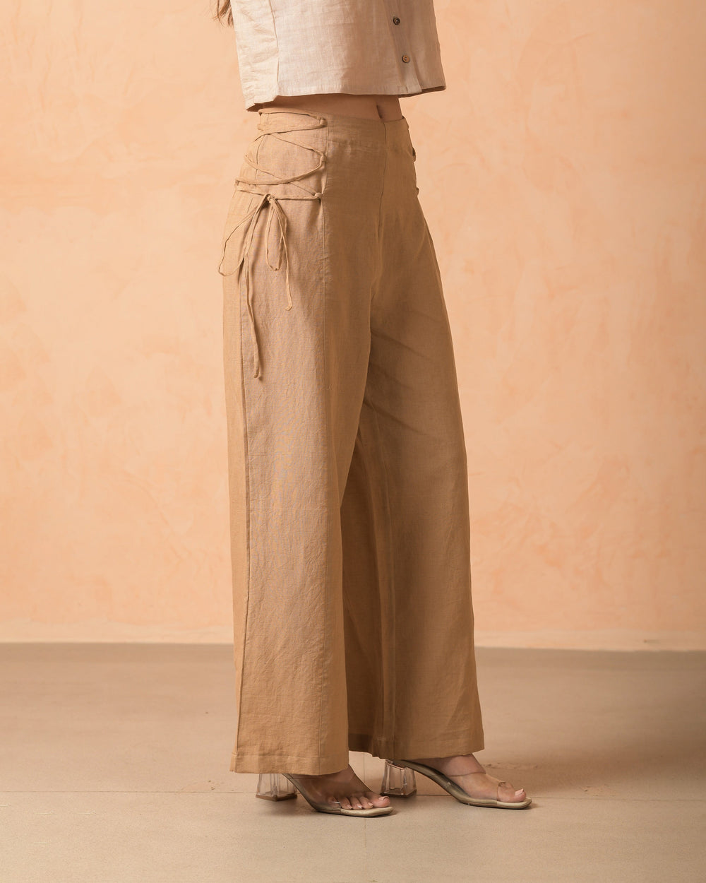 Zephra Mocha Cotton Flex Solid Straight Pants