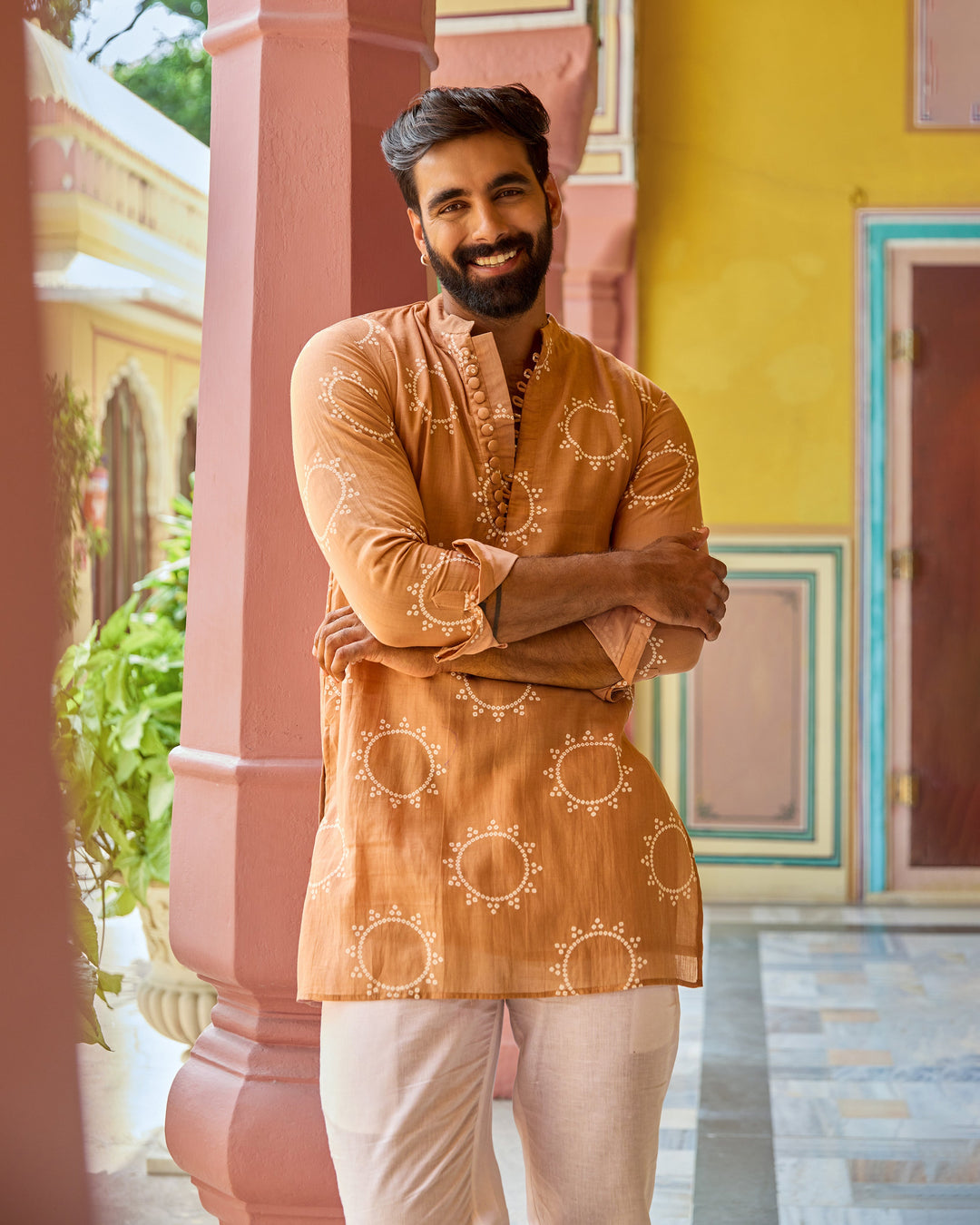 Devraj Brown Bandhani Chanderi Kurta