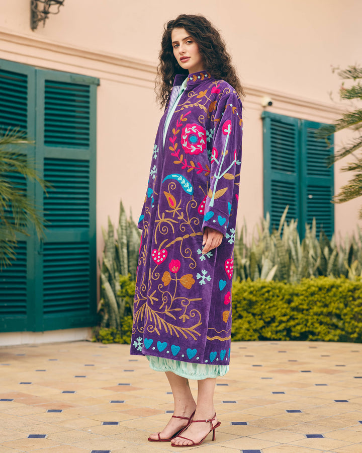 Violetta Purple Velvet Suzani Jacket