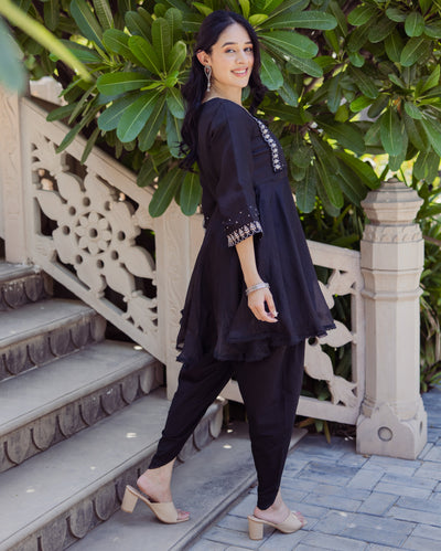 Enchanted Leaf Black Embroidered Doria Coord Set