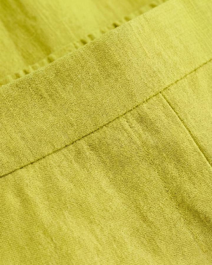 Virelle Pear Green Cotton Flex Straight Pants
