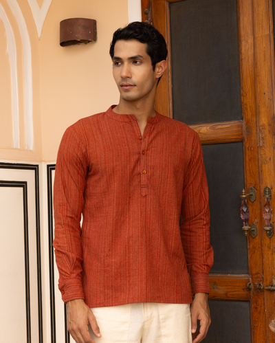 Shaurya Black Solid Linen Kurta